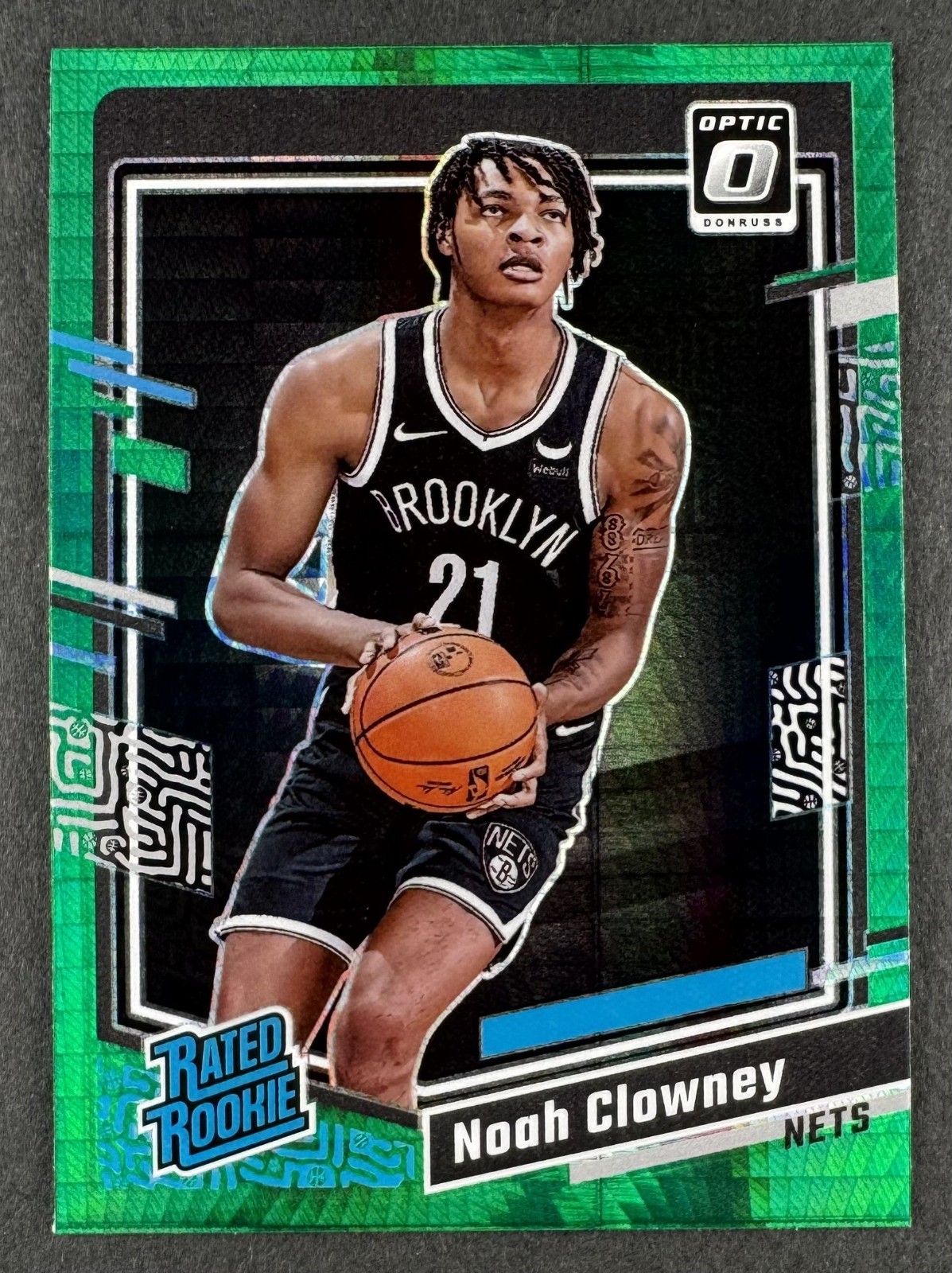 Noah Clowney 2023 Panini Donruss Optic Hyper Green Rated Rookie #205 - Nets