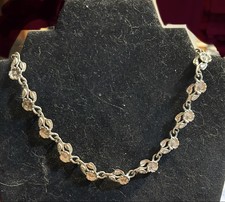 vintage silver tone choker necklace - Flower Designed - 16 1/2 Inches