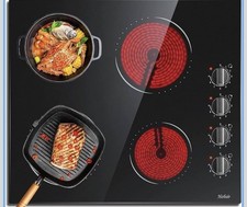 Image of Ceramic Hob 4 Zones Electric Hob with Knobs Built in 6000W Ceramic Hob no plug 