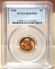 1951 LINCOLN WHEAT CENT PCGS MS65RD 212384