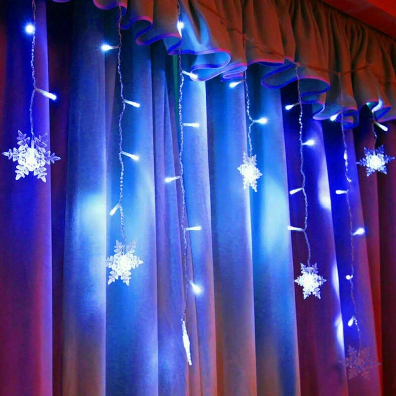 Christmas Snowflake Fairy String Lights Light Curtain Window Christmas Party - Image 2 of 4