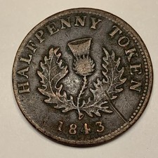 1843 Nova Scotia Halfpenny Token  FREE SHIPPING