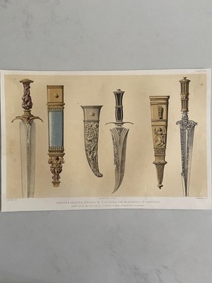 Antike viktorianische Lithographie - Dolche & Scheiden von A. Stevens für Westenholz 