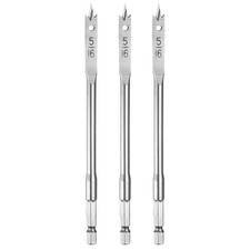 3Pcs Spade Drill Bit 5/16" Paddle Flat Bits Wood Hole Cutter Silver Tone