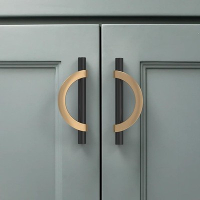 Amerdeco 6 Pack Champagne Bronze+Black Cabinet Pulls 3.75 Inch(96MM) Hole Cen...