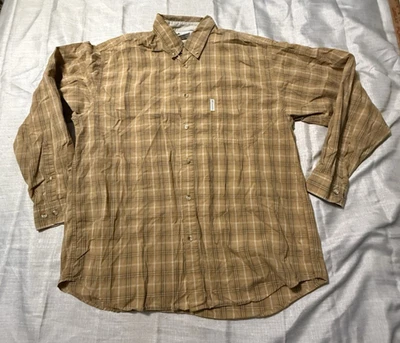 Columbia Mens Mustard Brown Plaid Long Sleeve Button Down Shirt Size XLarge - Image 1 of 4