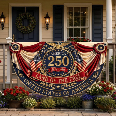 USA 250th Anniversary Semicircle Fence Flag America 250 Patriotic Porch Decor
