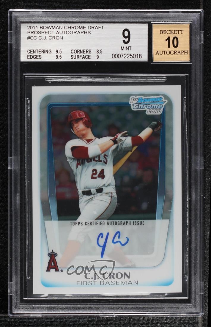 2011 Bowman Draft Chrome Prospects Auto CJ Cron #BCAP-CC BGS 9 MINT Auto 0m0