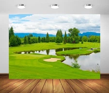 BELECO Fabric Golf Course Backdrop - 9x6ft