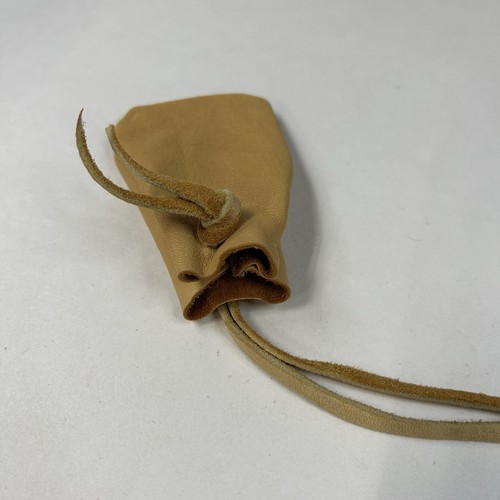 NEW Handmade Native American Medicine Bag Small Leather Tan Small Drawstring - Picture 6 of 7