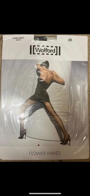 Flower Waves Tights by Wolford Black Seductive Floral Net design Medium