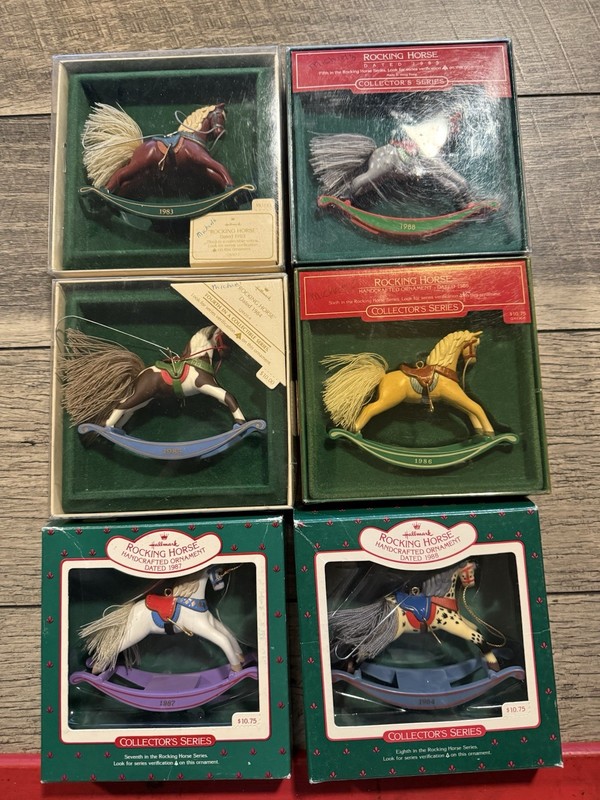 Hallmark Collectors Series Rocking Horse Ornaments Set Of 6 1983-1988