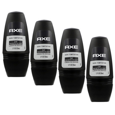 Axe Dark Temptation Roll-On Deodorant, Black, 1.7 Fluid Ounce, Pack of 4, Long-L
