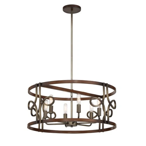 Minka Lavery 2696 Yorkville 6 Light 24"W Pendant - Aged Darkwood / Silver Pati - Picture 4 of 4