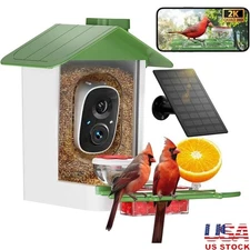 Smart Bird Feeder W/ 2K HD Camera Solar Panel AI Species Identification New