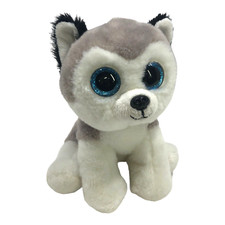Ty Beanie Boo VelveTy Buff Gray White 6 Inch Plush Husky Dog Stuffed Animal Toy