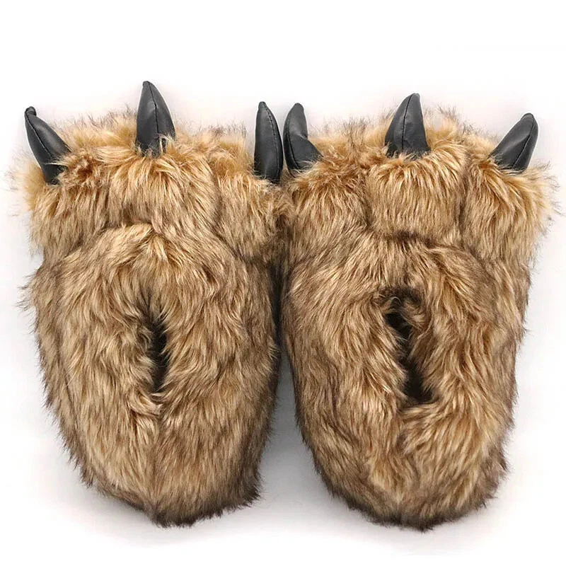 New Chunky Paw Slippers Creative Funny Indoor Fluffy Shoes Animal Soft Slippers - Image 2 of 4