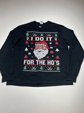 Port  Co. Sweatshirts Mens Large NWT Black Santa Claus Christmas Holiday
