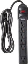 Amazon Basics Rectangular 6-Outlet Surge Protector Power Strip 6-Foot Long Cord