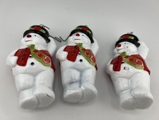 Vintage Home Decorative Frosty The Snowman Glass Christmas Ornament - Lot of 3