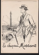 1927 MOSSANT HAT FASHION STYLE FRENCH PARIS LUXURY CAR AUTO CANE WEALTH A21450