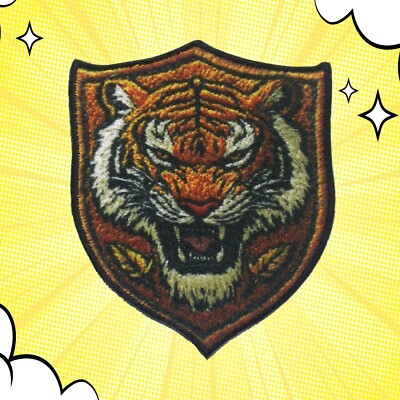 Tiger Crest Patch Medieval Coat of Arms Sublimated Iron-On Badge Applique