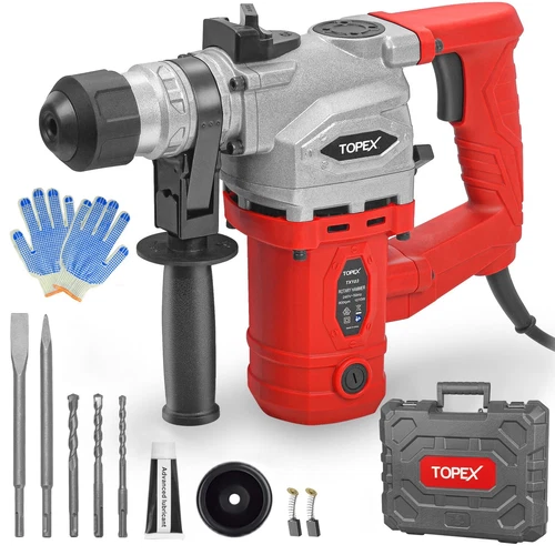 TOPEX 1010W SDS+ Rotary Hammer Drill Demolition Jack Hammer Kit w/ Chisels Drill - Picture 1 of 12