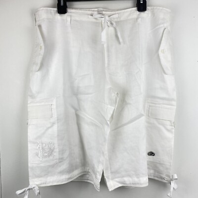 Konvict size 4XL (Fits 2XL) Men's White Linen Cargo Shorts