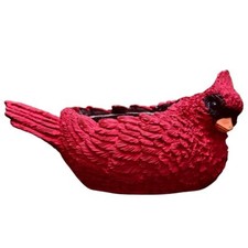 Maceta roja cardenal pintada a mano decoración de jardín arte maceta pájaro rojo