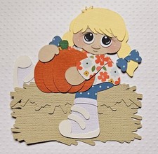 Pumpkin Patch Girl Blonde Hair. Scrapbook, Card Making Paper Piecing