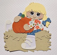Pumpkin Patch Girl Blonde Hair. Scrapbook, Card Making Paper Piecing