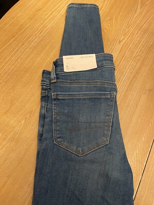 American Eagle Women's Blue Next Level Stretch Low Rise Jegging Jeans Size 0 NEW
