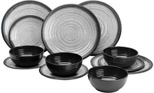 Flamefield Granite 12 Piece Melamine Tableware Dinner Picnic Set Caravan Camping