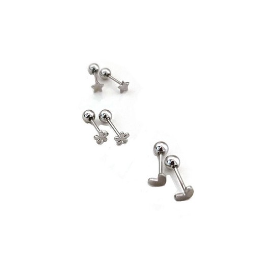 1Pair Star Heart Flower Earring for Women Ear Bone Nail Cartilage Earring Spiral - Picture 5 of 13
