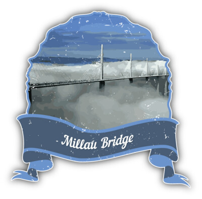 Millau Bridge France World Landmark Grunge Travel Car Bumper Sticker Decal