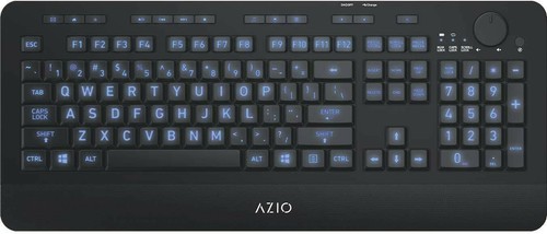 Azio new Vision Backlit Large Print Wireless Keyboard KB510W  - Afbeelding 1 van 7