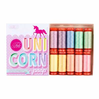 UNICORN POOP Tula Pink Set 10 Small Aurifil Thread Spools 50 wt. ~ 220 Yds Ea