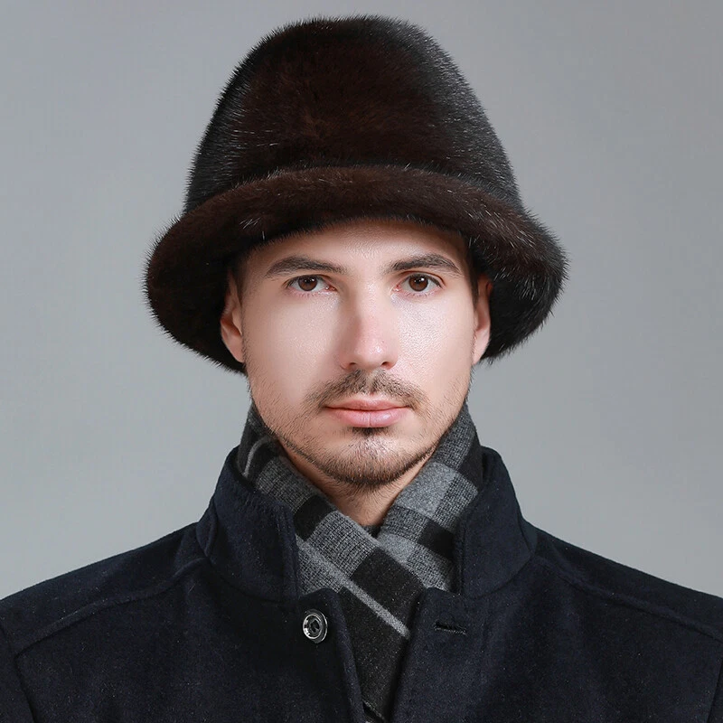 Nuevo Para hombres 100% Piel de Visón Real Sombrero Invierno Cálido Gorra Exterior Moda Boina Gorra Foto 3 de 4