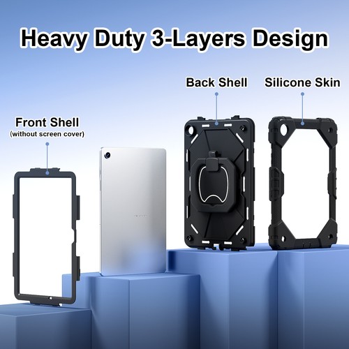 For Samsung Galaxy Tab A9 Plus / A9 2023 Heavy Duty Rotating Stand Case w/ Strap - Picture 84 of 105