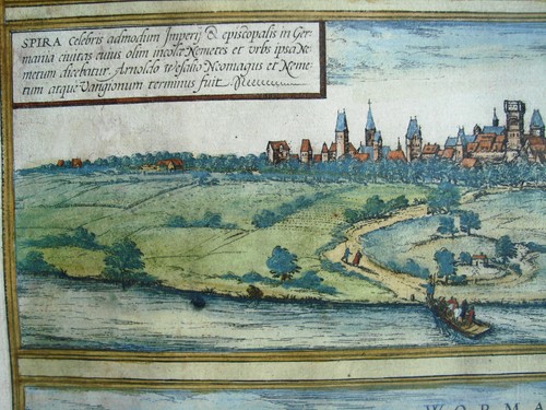 Heidelberg Speyer Worms alter dekorativer Braun und Hogenberg Kupferstich 1580 - Picture 5 of 9