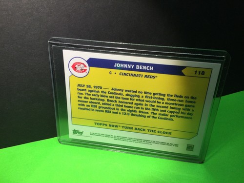 2020 MLB TOPPS NOW Turn Back the Clock #118 Johnny Bench Cincinnati Reds  Sp - Picture 5 of 6