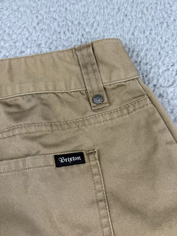 Брюки Brixton Chino мужские 34x32* желтовато-коричневые прямые саржевые опрятные фигуристские повседневные опрятные - Изображение 3 из 4