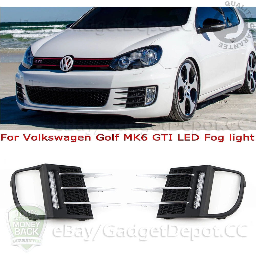 For 2010 2014 Volkswagen Golf GTI MK6 VI DRL LED Fog Lamps Chrome