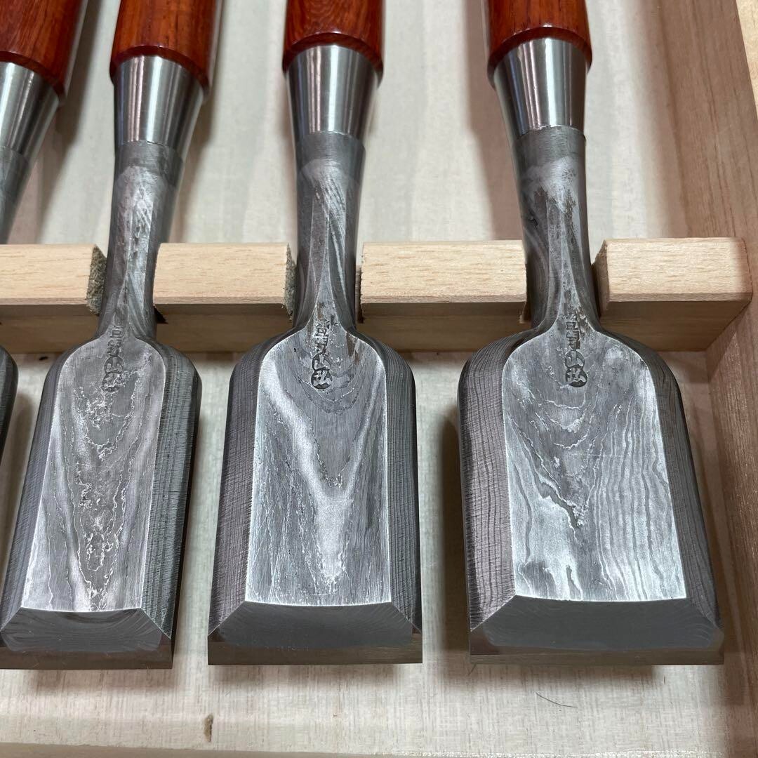 Yamahiro Vintage Damascus Mokume Oire Nomi Japanese Bench Chisels