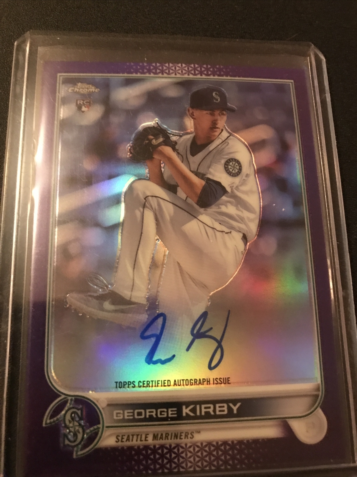 2022 Topps Chrome George Kirby RC Purple Refractor Auto /250