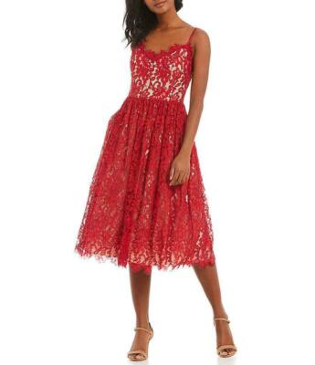 knee length dresses for ladies Faux Leather Lace Illusion Midi Dress – bebe