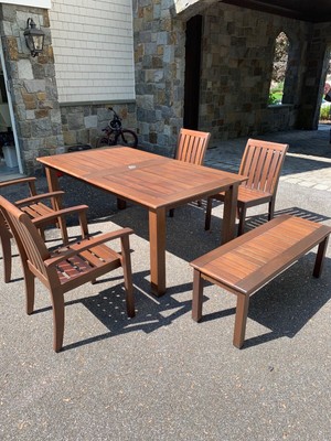 Pottery Barn Chatham Table 4 Arm Chairs Bench W Cushion Furniture