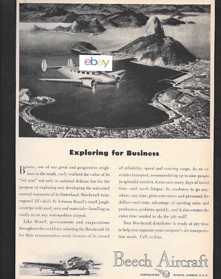 Beechcraft Flugzeug 1947 Buche MODEL-18 Rio De Janeiro Brazil Jungles Daily Ad
