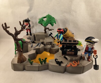 Lot Playmobil Pirate 4753 Avec Corsaire Et Bateau - Figurines Et Accessoires Occasion