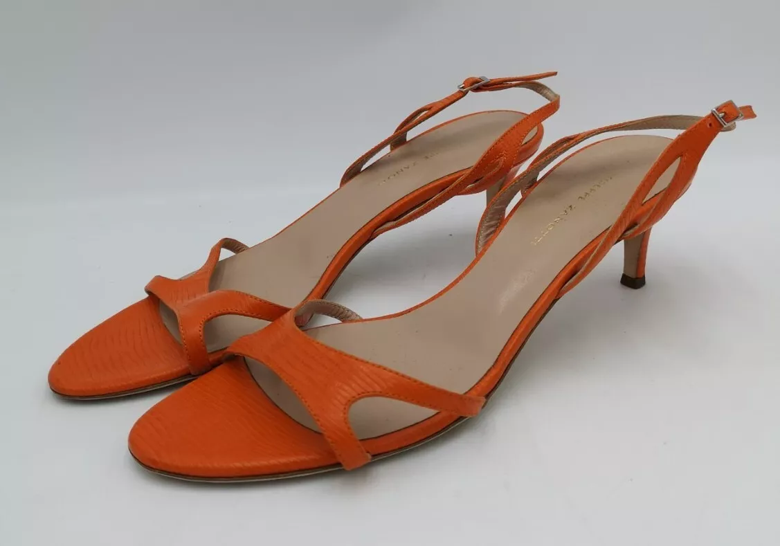 Giuseppe Zanotti Women s Orange Strappy Kitten Heels Size EU 40 UK 7 Good Used